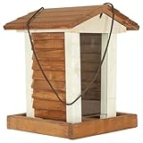 ITA Vogelfutterhaus Leckerbissen 20x20x26,5 cm aus Holz - Vogelhaus zum Aufhängen - Vogelfutterspender für Wildvögel - Wetterfest, Stabil, Robust - Vogelfutterstation mit Fenster aus Acrylglas