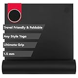 Manduka GRP Adapt Reise-Yogamatte, 180,3 x 61 cm, faltbar und reisefreundlich, ultimativer Halt, schweißbereit für jeden Yoga-Stil, 180,3 x 61 cm, Karbonschwarz
