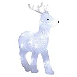 Deuba LED Acryl Figur Hirsch 32cm Außen Innen IP44 Weihnachten Weihnachtsdeko Beleuchtet Deko Weihnachtsfigur Rentier Weihnachtsbeleuchtung Kaltweiß