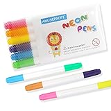 AMUSEPROFI Neon Pens, Neonmarkerzum Ersatz, 2 Spitzen, Anwendbar Für Schreibtafel, Drawing Board, Lerntablett, 6er-Pack