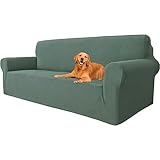 YSTELLAA Stretch Sofa überzug 3 Sitzer, Super Elastisch Sofabezug Mit Armlehnen Waschbarer, kratzfester rutschfest Sofa Cover für Hunde Katzen und Haustiere(Grün, Sofa Breite 183cm-234cm)