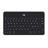 Logitech Keys-to-Go Kabellose Tablet-Tastatur, Bluetooth, iOS-Sondertasten, Ultraleicht & Geräuschlos, 3-Monate Akkulaufzeit, Fürs Tablet und Smartphone, Deutsches QWERTZ-Layout - Schwarz