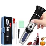 YUJUVI Refraktometer Wein Brix Refraktometer Winzer Refraktometer Honig 0-40% BRIX, 0-25% Alkohol mit ATC für Wein Bier Brauen, Honig Obst für Messung des Zuckeranteils