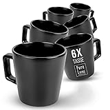 Kaffeetassen 6er Set Manhattan - Premium Steingut, Für Spülmaschine, Mikrowelle - Tassen Set Schwarz Matt - Stylishe Tee- und Kaffeebecher - Pure Living Geschirr Urban Black Line