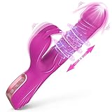 Vibration für Frauen Rabbit Rotierende Vibrator mit Perlen und Stoßfunktion, Sexspielzeug für Die Frau solo G-Punkt 7 * 7 Vibrationsmodi Teleskopdrehung Klitorisstimulator Dildo Lila