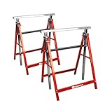 Werkzeugkönig® 2 Stück Arbeitsbock Gerüstbock Untergestell höhenverstellbar 80-130 cm zusammenklappbar bis 200 kg belastbar