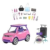 Barbie Big City, Big Dreams Transforming Vehicle Playset, Pink 2-Seater SUV Reveals Stage, Concert-Themed Accessories, Gift for 3 to 7 Years, GYJ25