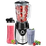Steinborg Standmixer mit To-Go Becher | Smoothie Maker Mixer | 600 ml Glaskrug + 570 ml To-Go Becher | BPA-Frei 500 Watt | Professioneller Standmixer Blender | Zerkleinerer | 6-Fach Edelstahl Messer