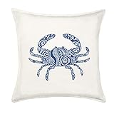 Greendale Home Fashions Blue Crab Kissen, Baumwoll-Leinen, 50,8 x 50,8 cm, ohne