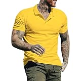 MEIMIYI Poloshirt Männer Sale Poloshirt Herren Golf Poloshirt Herren Poloshirt Kurzarm Herren Sommer Poloshirt Herren Business Poloshirt Herren M-Yellow2 S