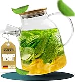 CLIDOR ® - Premium Teekanne mit Siebeinsatz - 1,6 Liter - [ verstärkte Isolierung ] Tropffreier Ausguss - mit Filter - robuste Glas – Teapot