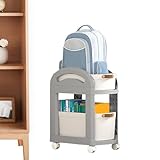 Aufbewahrungswagen mit 2 Ebenen, mobiler Trolley auf Rädern, kleines mobiles Bücherregal, beweglicher Roll-Organizer-Wagen, multifunktionales Lehrbuch für Arbeitsplatzbett