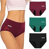SUUFOR PeriodenunterschwäSche, PeriodenunterwäSche Starke Blutung 60ml, Lecksicher Hohe SaugfäHigkeit MenstruationsunterwäSche, Wochenbett UnterwäSche，Inkontinenz Slip Damen (3er Pack) M