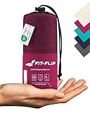 Fit-Flip Hüttenschlafsack Baumwolle - ultraleichter Innenschlafsack 325g - dünner Reiseschlafsack - kompakt, klein & seidig weich - Schlafsack Inlett mit Kissenfach - Farbe: Fuchsia