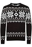 !Solid SDNorwig Herren Weihnachtspullover Norweger-Pullover Winter Strickpullover Grobstrick Pullover mit Stretch Rundhals-Ausschnitt Regular fit, Größe:L, Farbe:Black (9000)
