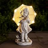 Tuzsocr Solar Gartenfiguren,Wetterfest Mädchen Gartendeko,Engel Mädchen Gartenstatue mit LED Solarlampen,Geschenk für Frauen Mama Geburtstagsgeschenk,Fee Deko für Rasen Balkon Hof Terrasse Fensterbank