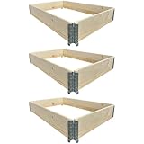 BURI Neue 3 Stück Hochbeet Palettenrahmen 120x80x20cm groß - Holzrahmen 20mm Wandstärke, faltbar, steckbar & stapelbar - Profi Aufsatzrahmen ideal als Pflanzbeet Frühbeet Beet