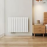 EMKE Heizkörper 630x850 mm, Design Heizkörper Flach Paneelheizkörper Horizontal Flachheizkörper Seitenanschluss Einlagig Wandheizkörper Weiß 618 Watt