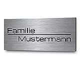 Edelstahl Türschild personalisiert mit Gravur - ab 8x3,5 cm - Riesige Motiv Auswahl - Namensschild mit Namen - Briefkastenschild selbstklebend o. mit Bohrung - Klingelschild Haustürschild Briefkasten