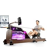 Sportstech Premium Wasser-Rudergerät mit LED-Wassertank, klappbar | Deutsches Qualitätsunternehmen I App mit Workout Kursen+ Tablethalterung | Natur-Massivholz Rudermaschine Rower für zuhause WRX1000