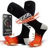 Beheizbare Socken für Männer & Frauen, 5V 5000mAh Batterie Beheizte Socken mit Akku, APP-Anschluss 3 Temperaturein Stellungen Heizsocken, Waschbar Socken Beheizbar Geeignet für Skifahren, Wandern