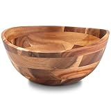 Decorasian Holzschale – edle Akazienholz Schale – Ideal als Salatschüssel aus Holz, Obstschale oder Brotschale – Nachhaltige Holz Schüssel - natur 17.8cm