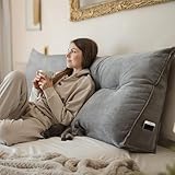 Björn&Schiller Rückenkissen grau, 200 cm - Lesekissen für Bett und Sofa, Keilkissen, Rückenpolster für die Wand, Sitzkissen, Wandkissen, groß mit waschbarem Bezug - Ideal zum Anlehnen im Bett