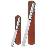 FVION Nagelfeile Edelstahl Profi, Nagelfeilen Metall Doppelseitig mit Anti-Rutsch Griff, Fein/Grob Nagelfeile für Maniküre - 2 Stück Nail File Set