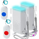 ALEENFOON Haus Wireless Mobiler Alarm Notruf Knopf Vibrations Hausnotruf Panikalarm Funkalarm für Senioren-Betreuer für ältere Kinder (2 zu 2)