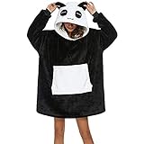 LATH.PIN Panda Decken-Hoodie Damen Flanell mit Kapuze Pullover Decke Sweatshirt Unisex Kapuzenpullis Übergroße