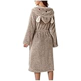 Damen Bademantel Wende Waffelmantel Weicher Kuschelig Unisex Hausmantel Winter Warm Saunamantel für Urlaub Flanell Knielangen Bathrobe Pyjamas Fleece Weiter Einfarbig Saunakilt für Poolparty