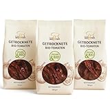 Pilze Wohlrab - Getrocknete Tomaten BIO - Sonnengetrocknet in Italien - Hergestellt in Handarbeit ohne künstliche Konservierungsstoffe - Trockengemüse mit intensivem Aroma (3x 100g)
