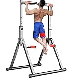 DOBESTS Faltbar Power Tower Dip Station Klimmzugstange Freistehend Höhenverstellbar Multifunktional Fitness Trainingsgerät für Klimmzugstange Liegestütze Abdominal,Dreiecksstruktur, Stabiler