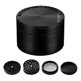 Golden Bell Grinder Crusher 4-teiliges Set Mühle mit Scraper Pollen Spice Kräuter Gewürze Herb Krautmühle als Geschenk für Vater Freund Mann (Schwarz, 2 x 1,4 Inch)
