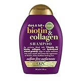 OGX Thick & Full Biotin & Collagen Shampoo (385 ml), nährstoffreiches Volumenshampoo mit Biotin, Kollagen und Weizenproteinen, sulfatfrei, Kirschblüte ( Verpackung kann variieren )