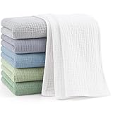 Bearmoss Moltontücher Baby 100% Baumwolle Weiche Spucktücher Baby,Atmungsaktiv und Extrem Saugfähig Musselin Tuch für Saugstark Mulltücher 6er 60x60 cm (Blau Grün)