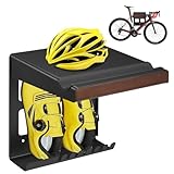 Mimoke Indoor Fahrrad Wandhalterung Garagen Wandmontierter Fahrradständer für Fahrräder mit Regalhaken, Kompaktes und Robustes Design Schutzpolster, Zusätzlicher Stauraum, Einfache Installation