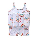 IBAKOM Badeanzug Kinder Mädchen Float Suit One-Piece Auftrieb Schwimmanzug Verstellbarem Schwimmhilfe Bademode Swimsuit Badebekleidung Auftriebsbademode Schwimmkraft Kinderweste weiß 3-4 Jahre
