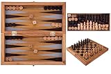 Engelhart - 350522-2-in-1 Großes Schach- & Backgammon-Spiel aus Holz mit Notation 40 cm – Klappbares Brettspiel – Inklusive Spielsteine & Regeln – Ab 6 Jahren