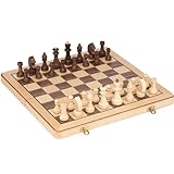 Lingle 38 cm Reisen hölzerne klappbare Schachspiel Set mit 7,6 cm König Höhe Schachfiguren - Ahorn & Walnuss Inlay