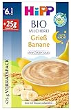 HiPP Bio Milchbrei Gute-Nacht Grieß Banane (4 x 475g), ab 6. Monat, ohne Zuckerzusatz