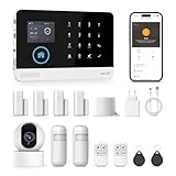 PGST GSM 4G Alarmanlage 14-teiliges, Smart Home Alarmanlage Haus mit APP, WLAN Alarmanlage Set mit Sirene,Kamera,Fenster Tür Sensoren und Fernbedienungen, Funktioniert mit Alexa