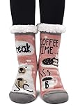 PUTUO Damen Stoppersocken dicke Haussocken mit Anti Rutsch Sohle, Damen ABS Socken Hüttensocken warme Wintersocken flauschig Thermo-Socken mit Innenfrottee