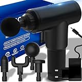 Retoo Massagepistole Massagegerät Massage Gun Muskelmassagegerät 4 Massageköpfen Muskelmassagepistole für Nacken Schulter Rücken Körper 6 Geschwindigkeiten 3500 U/min 1200 mAh Akku