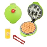 Coriver Kinderküche Zubehör Holz, Waffeleisen Backset, Küche Zubehör für Kinder, Waffeleisen Rollenspielzeug für Mädchen Jungen 3+ Jahre Alt