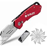 BIBURY Upgrade Universalmesser, Universal Klappmesser, Portabel Teppichmesser, Cuttermesser mit 10 Extra SK5 Edelstahlklingen mit Gürtelclip und Safety-Lock für Teppich, Tapeten und Karton