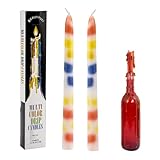 Ovaletta 2 Stücke Tropfkerzen, Tropfkerzen Bunt, Tropfkerzen für Flaschen, Stabkerzen Bunt H 25 x Ø 2cm