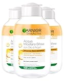 Garnier SkinActive zweiphasiges Mizellenwasser mit Arganöl, Make-up-Entferner für Gesicht, Augen und Lippen, entfernt wasserfestes Make-up, spendet Feuchtigkeit, ohne Ausspülen, 3 Flaschen à 100 ml