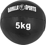 GORILLA SPORTS® Medizinball - 1kg, 2kg, 3kg, 4kg, 5kg, 6kg, 7kg, 8kg, 9kg, 10kg Gewichte, Einzeln/Set, 29cm, aus Leder, Schwarz - Trainingsball, Fitnessball, Gewichtsball, Slam Ball