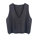 Sweater Vest,Damen Strickwesten Mode Casual Lose Einfarbig...